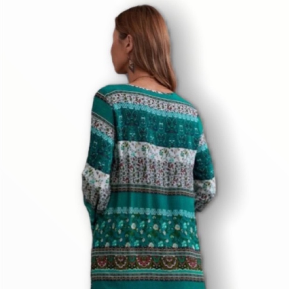 #235 Modest Tribal Floral Long Sleeve Dress - Picture 13 of 17